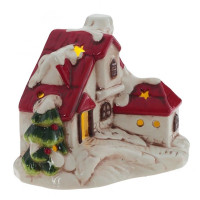 Статуэтка декоративная "Домик с ёлками" 10см с подсветкой арт.823281