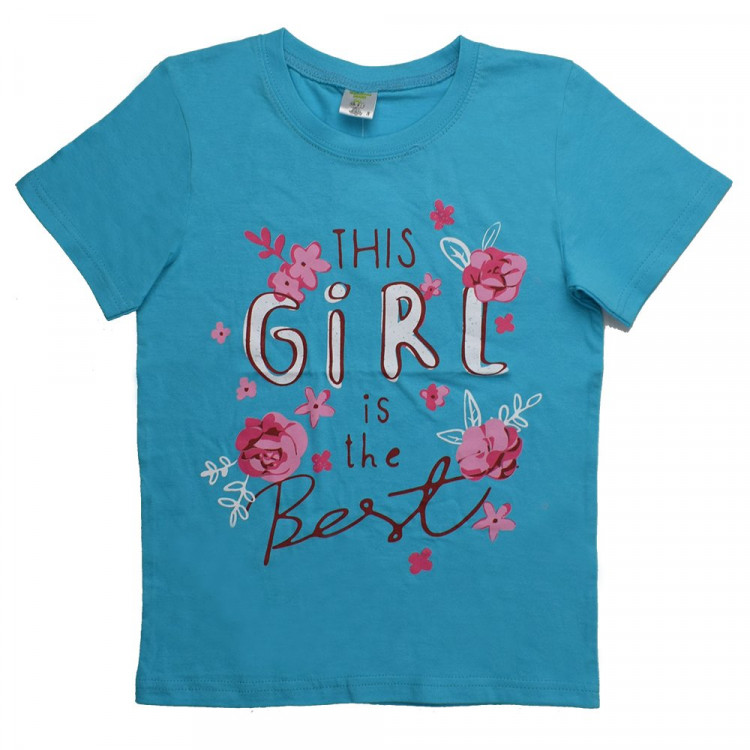 Футболка для девочки арт.Дев размер 32/128-40/152 цвет голубой