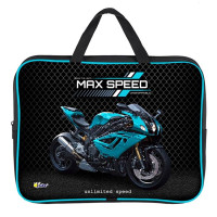 Папка А4 текстиль на молнии ручка-тесьма широкая боковинка Оникс Мотобайк  арт.ПМД 4-20