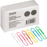 Скрепки винил. 50мм овальные 50шт/уп.Attache  цветные арт.1239384