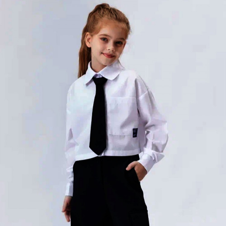 Блузка для девочки (Colabear) длинный рукав цвет белый арт.188802 Блузка для девочки (Colabear) длинный рукав цвет белый арт.188802