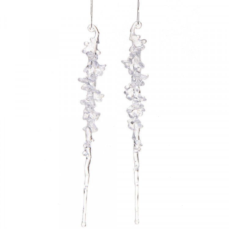 Украшение декор.подвеска "Сосулька кристальная" 26см 02шт/наб. цв.белый/серебро арт.916-1234