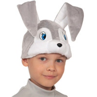 Маска-шапочка карнавальная плюш (ЖИВОТНОЕ) "Зайчик" цв.серый р.52-54 арт.4004
