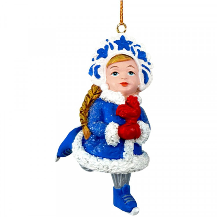 Украшение декор.подвеска фигурка (Серия СССР) "Снегурочка на коньках" 09,5см цв.син/белый арт.95528