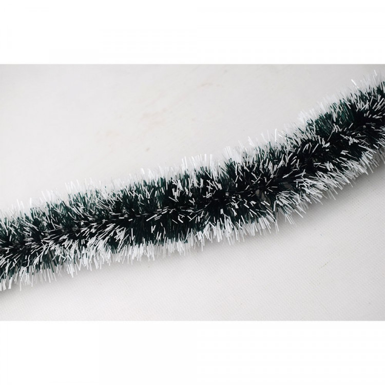 Мишура 05*200см №25 "Норка" цв.зеленый с белыми кончиками (Ст.90)