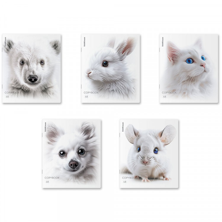 Тетрадь А5 клетка 48 листов скоба (ErichKrause) Whiteout soft-touch ламинация выборочный УФ-лак ассорти арт.63313