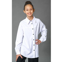 Блузка для девочки (Делорас) длинный рукав цвет белый арт.C63687 размерный ряд 34/134-46/170