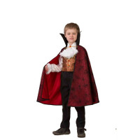 Костюм для мальчика Дракула парадный (сорочка,жилет,плащ,шляпа) р.30/116-40/158 ткань арт.8079