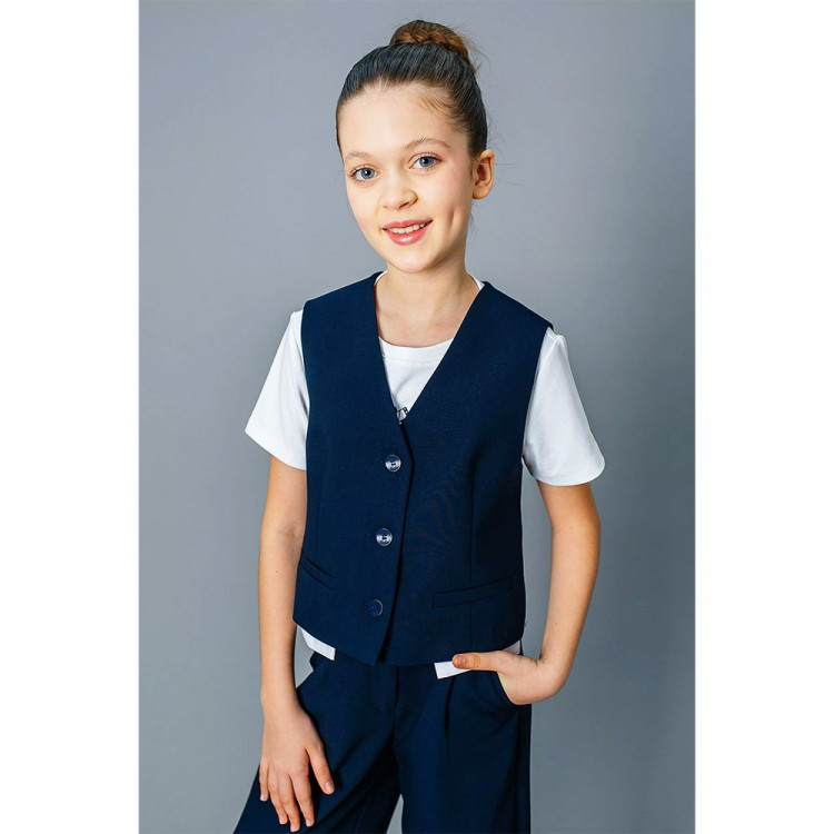 Жилет для девочки (Делорас) арт.V64290C размер 34/134-44/164 цвет синий