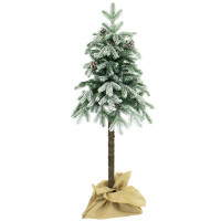 Елка 150см "Скарлет" на ножке (хвоя литая+ПВХ, ветки заснеж, подставка пенек+мешковина) арт.1040215