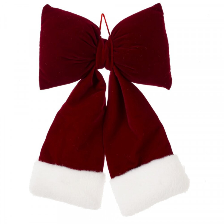 Украшение декоративное "Бант объёмный" 20*13см "Бархат" цв.красный/белый арт.823832 Украшение декоративное "Бант объёмный" 20*13см "Бархат" цв.красный/белый арт.823832