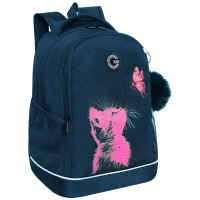 Рюкзак для девочек школьный (Grizzly) арт.RG-663-3/2 синий 28х38х18 см