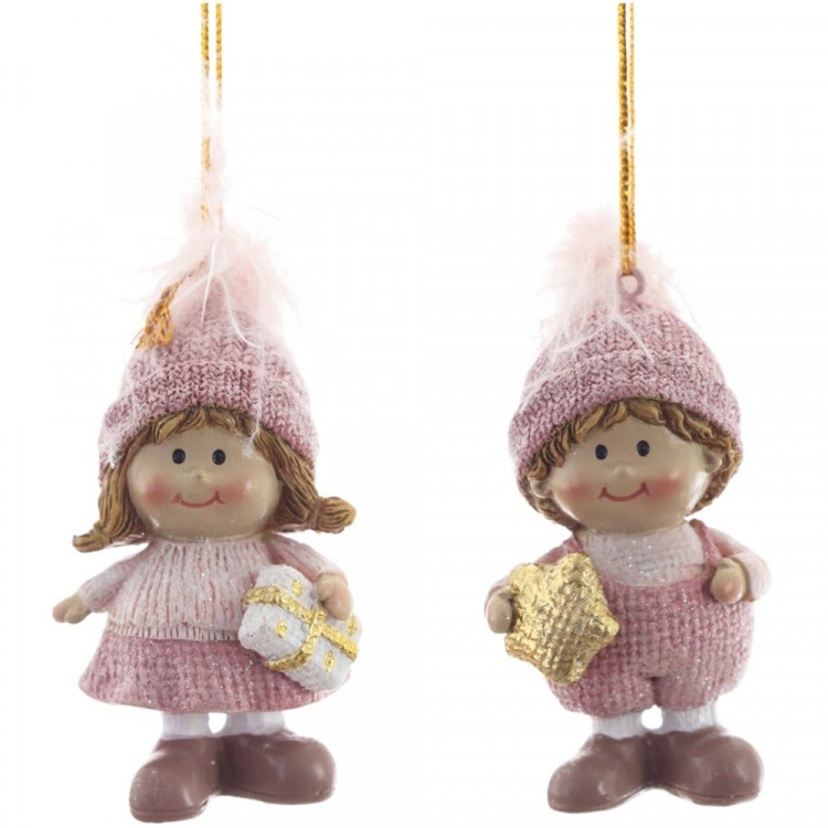 Украшение декор.подвеска фигурка "Дети" 07,5см асс. 2 вида цв.розовый арт.824980
