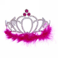 Корона "Принцесса Нежность" розовый/бордовый пух арт.770-0253