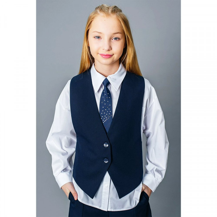 Жилет для девочки (Делорас) арт.V64361 размер 34/134-44/164 цвет синий