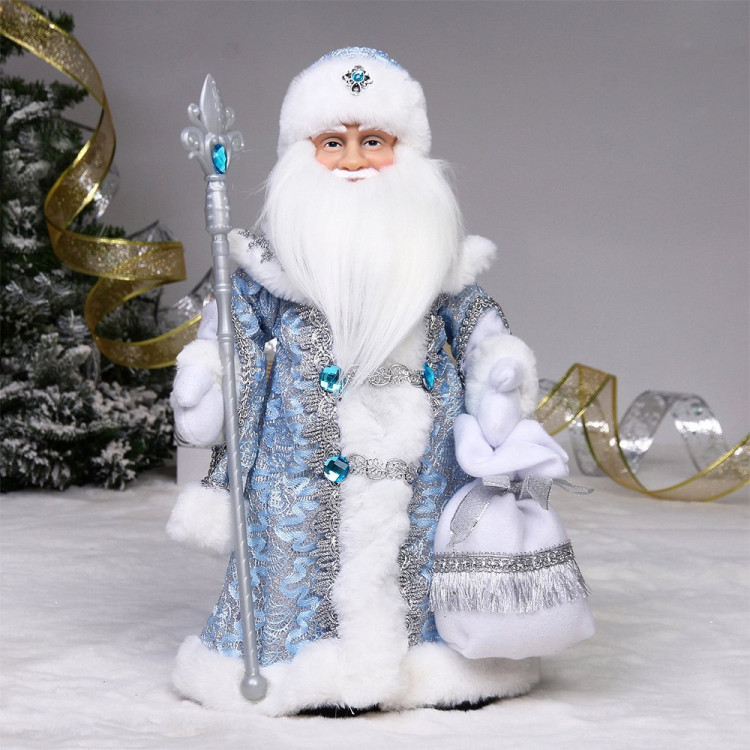 Игрушка декор. "Дед Мороз музыкальный" 40см в голубой шубке арт.215-0172