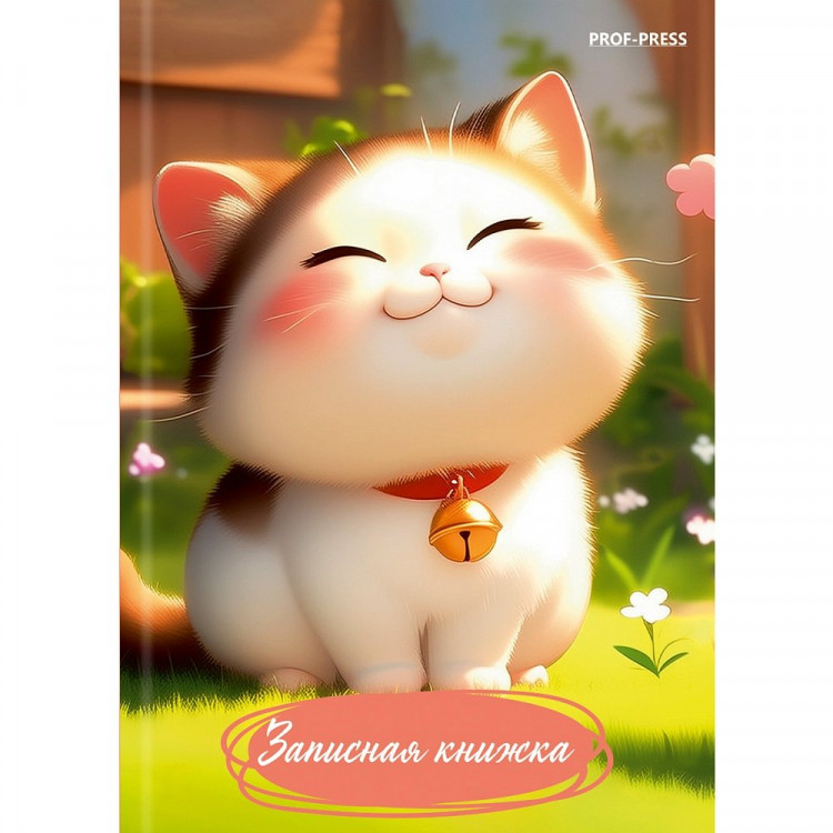 Записная книжка А7 твердая обложка 64 листа (Prof-Press) Пухлый котенок глянцевая ламинация арт.64-8637