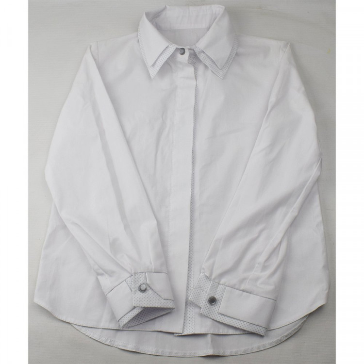 Блузка для девочки (Топтышка) длинный рукав цвет белый арт.5258 размерный ряд 34/134-42/158 Блузка для девочки (Топтышка) длинный рукав цвет белый арт.5258 размерный ряд 34/134-42/158