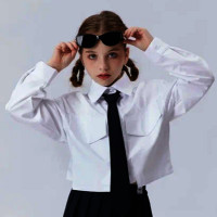 Блузка для девочки (Colabear) длинный рукав цвет молочный арт.188914N Блузка для девочки (Colabear) длинный рукав цвет молочный арт.188914N