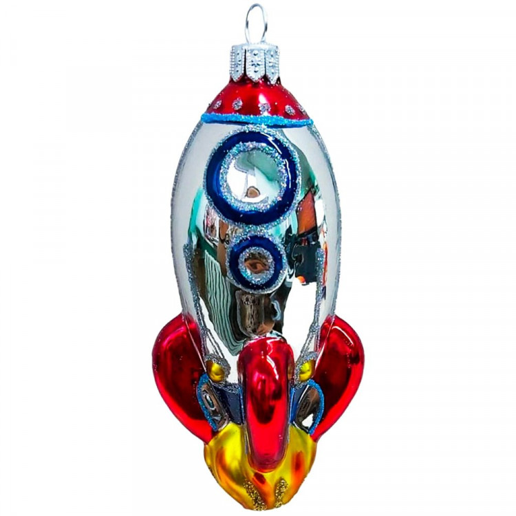 Украшение на ёлку стекло (серия Премиум) 11см "Ракета" п/у арт.ФУ4-2213