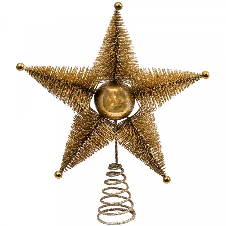 Наконечник на ёлку металл/пластик 26см "Звезда" цв.золото арт.92253