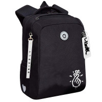 Рюкзак для девочек школьный (Grizzly) арт.RG-666-2/1 чёрный 26х39х17 см