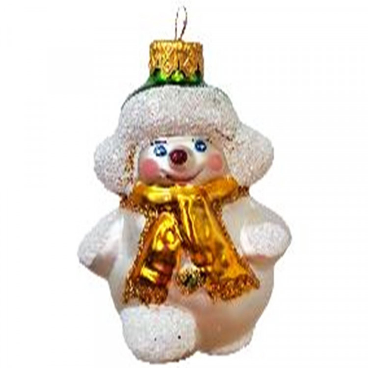 Украшение декоративное стекло 8,5см "Зимний снеговик" п/у арт.ФУ-777