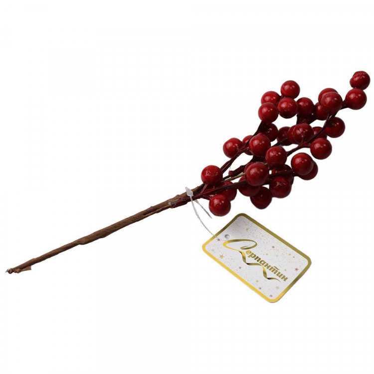 Украшение декоративное "Ветка. Ягоды красные" 25см арт.201-2722