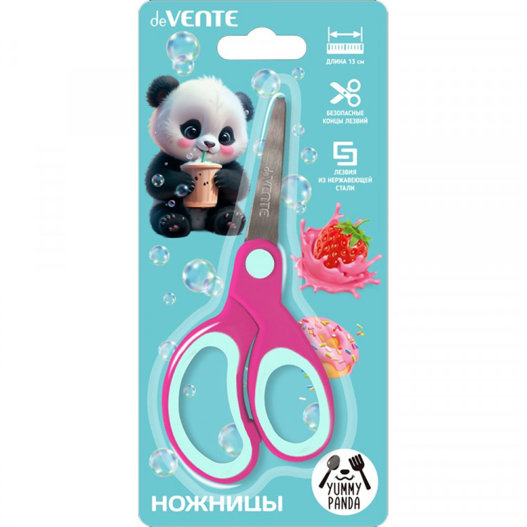 Ножницы детские 130мм прорезиненные ручки (deVENTE) Yummy Panda арт.8010507 Ножницы детские 130мм прорезиненные ручки (deVENTE) Yummy Panda арт.8010507