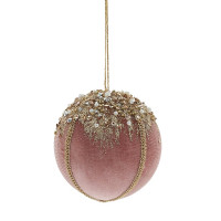 Украшение декор.подвесное текстиль (Бархат розовый Шар) 10см арт.761531