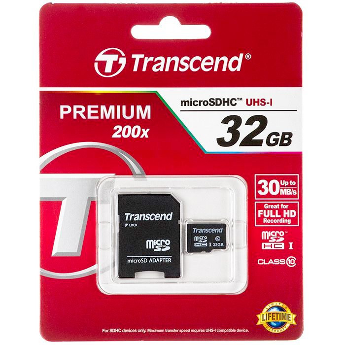 Карта памяти 32GB microSD Trancend microSDHC Class 10 UHS-I, TLC
