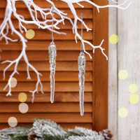 Украшение декор.подвеска "Сосулька морозная" 10см 02шт/наб. цв.шампань арт.916-1233