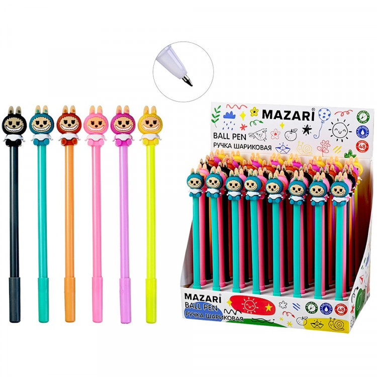 Ручка шариковая не прозрачный корпус (Mazari) Зубастик синий, 0,7мм арт.M-15620-70 (Ст.48)