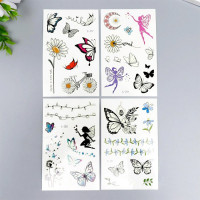 Татуировка на тело "Бабочки-цветочки" 12*7,5см фосфорная арт.7040449 Татуировка на тело "Бабочки-цветочки" 12*7,5см фосфорная арт.7040449