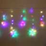 Гирлянда электрическая для дома занавес Бахрома 2,5*0,6/0,9м 130LED "Снежинка" цвет мульти (светлый провод) (можно соединить) арт.183-133 Гирлянда электрическая для дома занавес Бахрома 2,5*0,6/0,9м 130LED