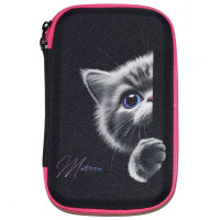 Пенал 1 отделение овальный (Stavia) Лапка и мордочка мультиколор 210х120х50мм арт.85265