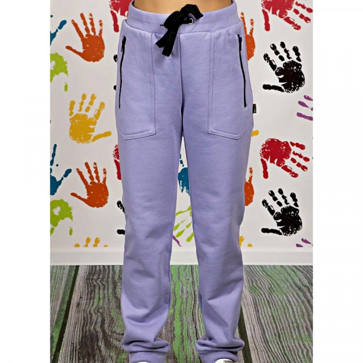 Брюки спортивные для девочки арт.22154в размер 32/128-42/164 трикотажные цвет сирень