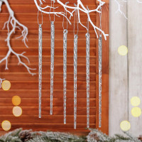 Украшение декор.подвеска "Сосулька снежный хрусталь" 18см 06шт/наб. цв.серебро арт.916-1245