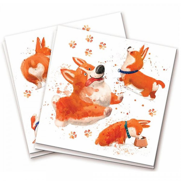 Салфетки "С Днем Рождения. Корги" 12шт/наб. 33*33см арт.6077730