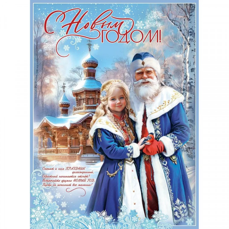 Плакат А2 "С новым годом! Дед Мороз и снегурочка" арт.9201545