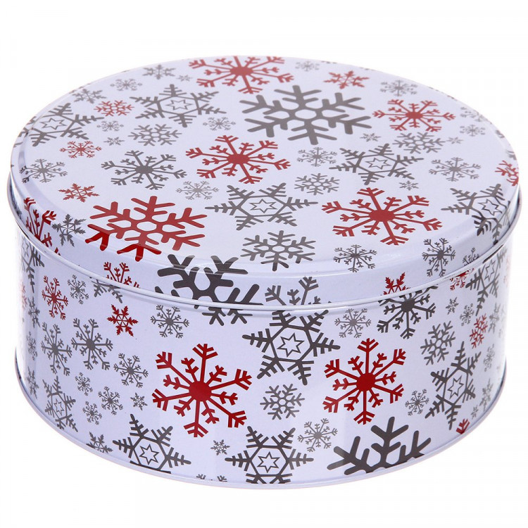 Банка жестяная "Снежинка" 19,8*9см 2700мл арт.894-435 Банка жестяная "Снежинка" 19,8*9см 2700мл арт.894-435