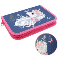 Пенал 1 отделение с откидной планкой (ОНИКС) ПКК 07-19 Единорог с бабочками 190х130мм ламиннированный картон
