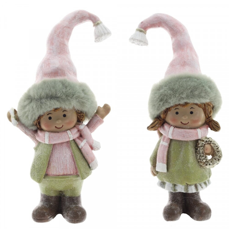 Статуэтка декоративная "Дети в меховых шапках" 13см 2 вида арт.825225 Статуэтка декоративная "Дети в меховых шапках" 13см 2 вида арт.825225