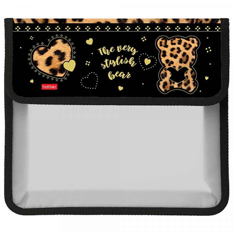 Папка школьная для тетрадей А5 на липучке 1 отделение (Hatber) Стильный мишка арт.AMp_05056