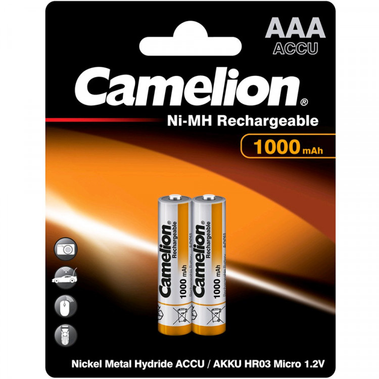 Батарейки аккумуляторные Camelion ААА (HR3), мизинчиковые 1000/1100mAh блистер 2шт (цена за упаковку) Батарейки аккумуляторные Camelion ААА (HR3), мизинчиковые 1000/1100mAh блистер 2шт (цена за упаковку)