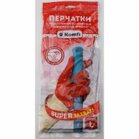 Перчатки хозяйственные латексные Komfi БИКОЛОР СВЕРХПРОЧНЫЕ бело-красный размер L Перчатки хозяйственные латексные Komfi БИКОЛОР СВЕРХПРОЧНЫЕ бело-красный размер L