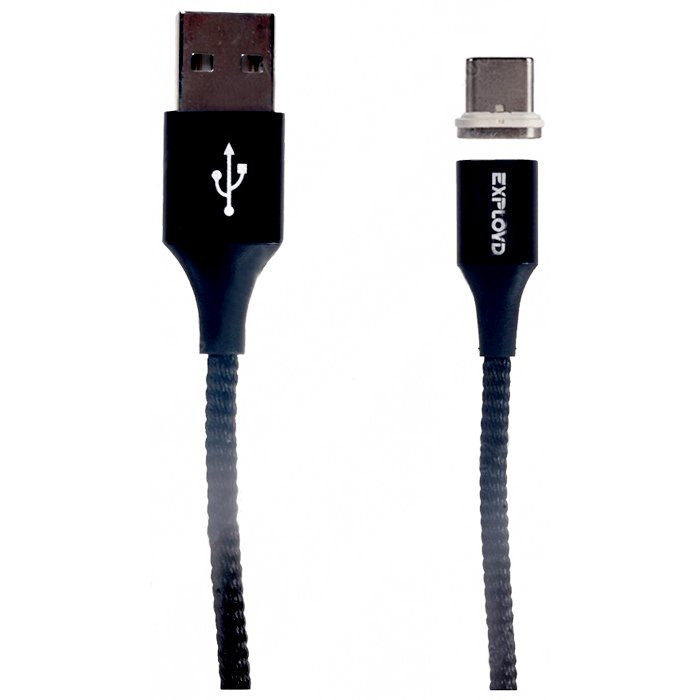 Кабель Type-C Exployd EX-K-392 Prime (1,0м) 2.1A ткань в переплете магнит черный