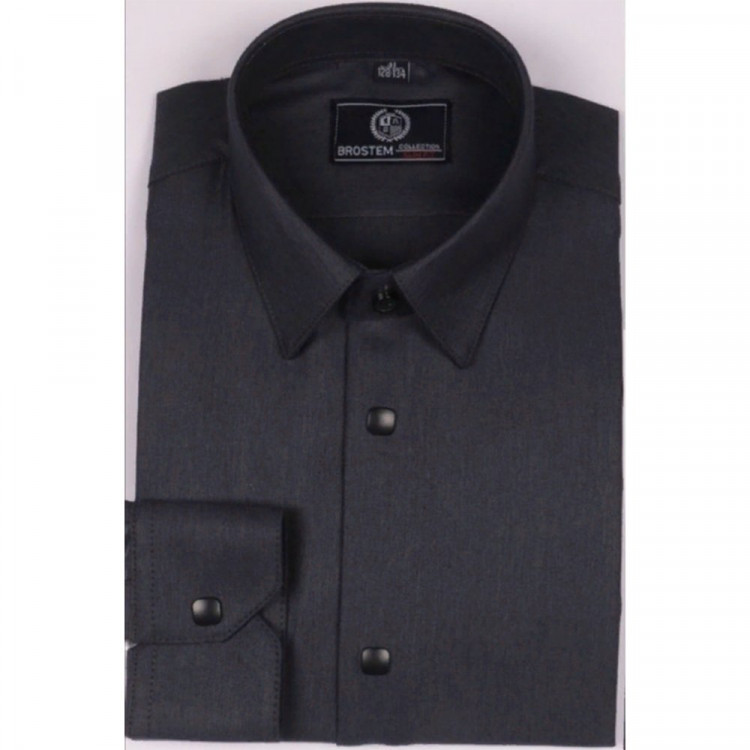 Сорочка детская приталенная длинный рукав размерный ряд 29/116-122-36/158-164  цвет серый Brostem арт.2LBD79H+45d** на кнопках