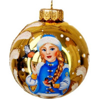 Шар стекло 08см "Снегурочка-внучка" арт.КУ-80-244031