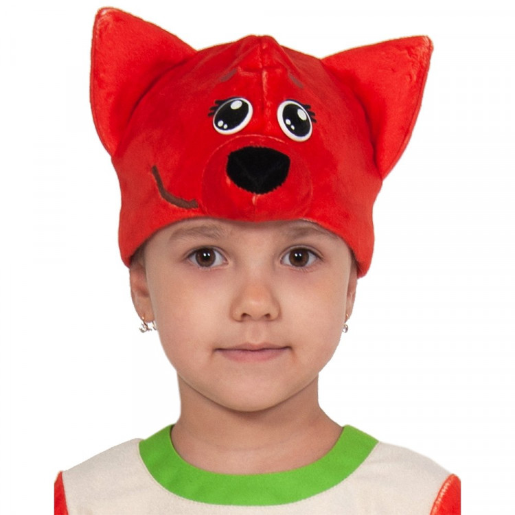 Маска-шапочка карнавальная плюш (МУЛЬТ ГЕРОЙ) "Лисичка МИМИШКИ" цв.красный р.52-54 арт.41003